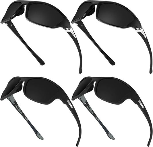 TOODOO 4 Pairs Men Polarized Sunglasses with UV Protection Driving Glasses Sports for Sport Outdoor Activities