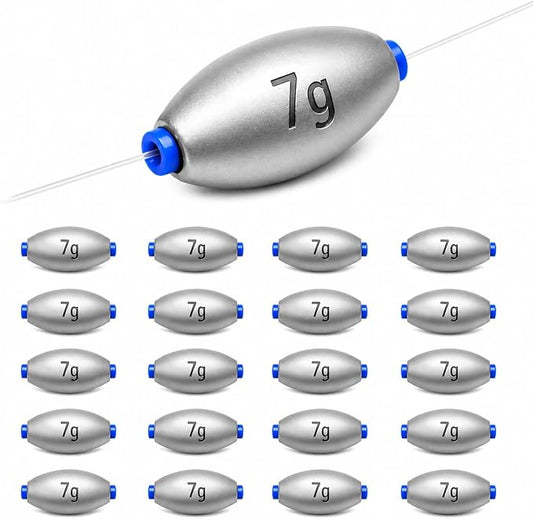 Egg Sinkers Fishing Weights, Oval Slip Sinkers Bullet Lead Fishing Weights for Freshwater Saltwater Tackle Set 1/8oz to 1oz