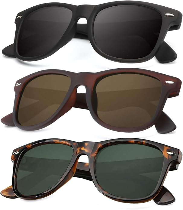 KALIYADI Polarized Sunglasses for Men and Women Matte Finish Sun glasses Color Mirror Lens UV Blocking (3 Pack)
