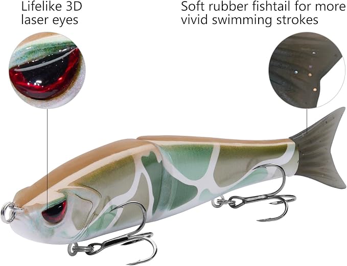 Bassdash SwimShad Glide Baits Jointed Swimbait Bass Pike Salmon Trout Muskie Fishing Lure