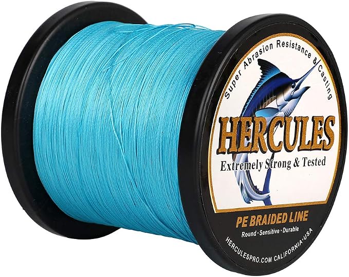 HERCULES Cost-Effective Super Strong 4 Strands Braided Fishing Line 6LB to 100LB Test for Salt-Water, 109/328 / 547/1094 Yards (100M / 300M / 500M / 1000M), Diam# 0.08MM - 0.55MM, Hi-Grade