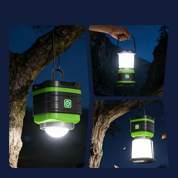Lichamp LED Camping Lantern, Battery Powered LED Lights Camping Essentials, Portable Lanterns Flishlights for Emergency, Hurricanes, Outdoor Hiking, Power Outages, Survival Gear and Home Use, 2 Pack