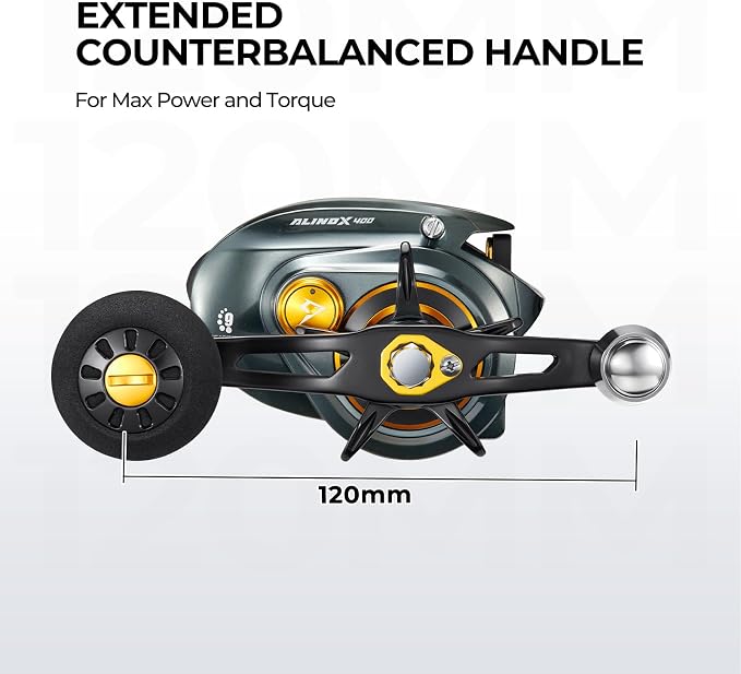 Piscifun Alinox 400 Baitcaster Fishing Reel, 38Lbs Max Drag Aluminum Alloy Frame Baitcasting Reel, Available in 6.6:1/8.1:1 Gear Ratio, Freshwater and Saltwater Low Profile Casting Reel for Musky