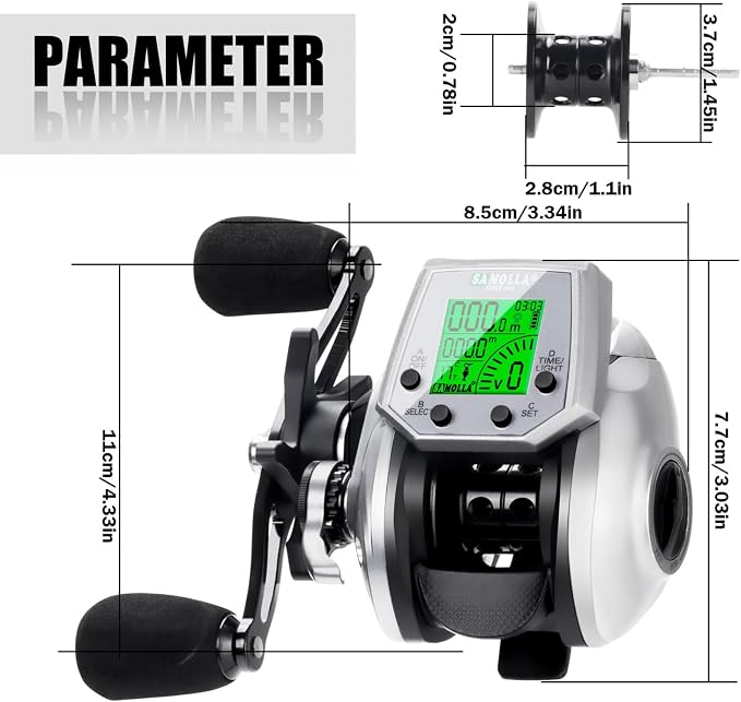Digital Baitcasting Fishing Reel with LCD Display 8oz Ultralight 7+1 BB Electric Baitcaster Reel 22 LB Max Drag 7.2:1 Gear Ratio Left/Right Handed Compact Design for Freshwater Saltwater TX900