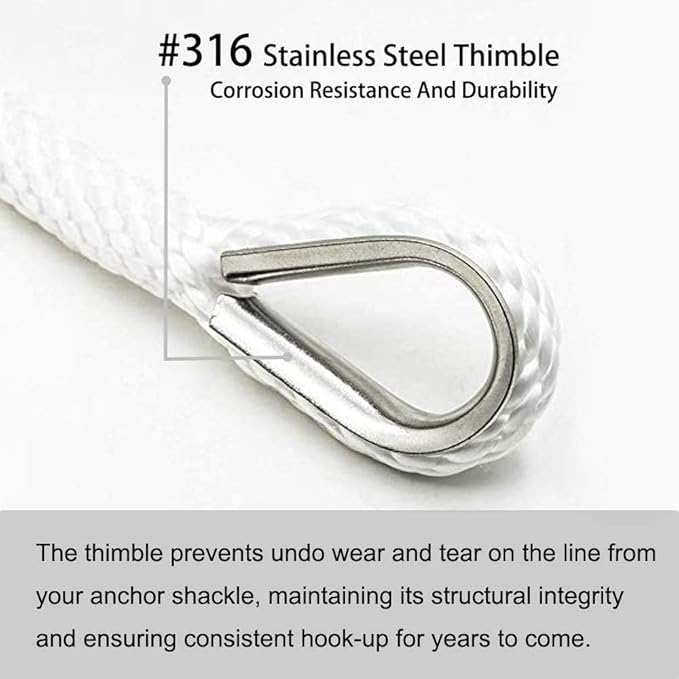 Young Marine Premium Solid Braid MFP Anchor Line Braided Anchor Rope/Line with Thimble