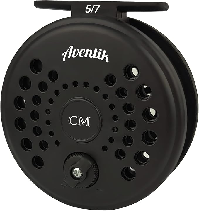 Aventik CM Graphite Fly Reel Click Drag System Classic IV Graphite Large Arbor Sizes 3/5, 5/7 Fly Fishing Reels