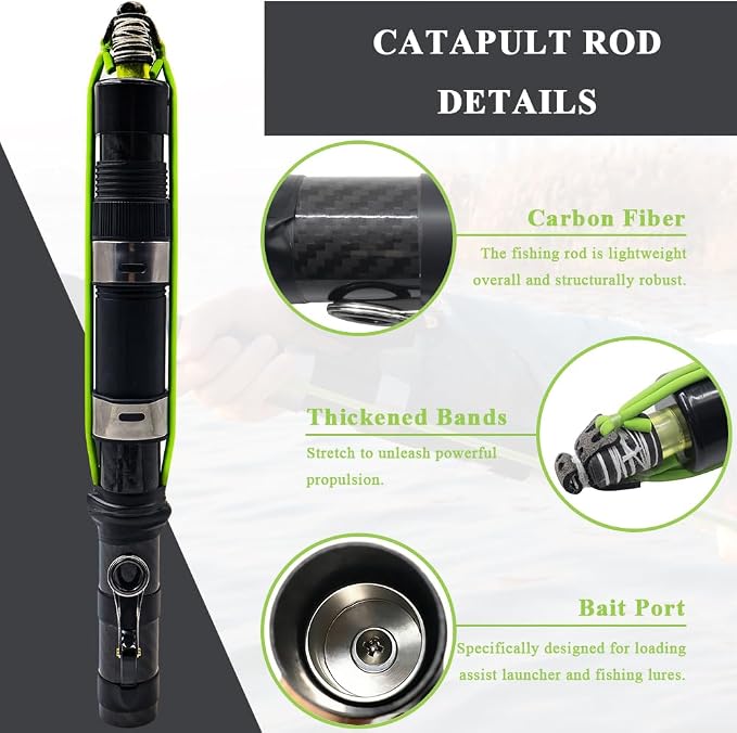 SUFFUSE Fishing Catapult Rod, Portable Carbon Fiber Fishing Poles and Reels Combo for Projecting Lures, Compact Freshwater and Saltwater Fishing Gear for Anglers Traveling