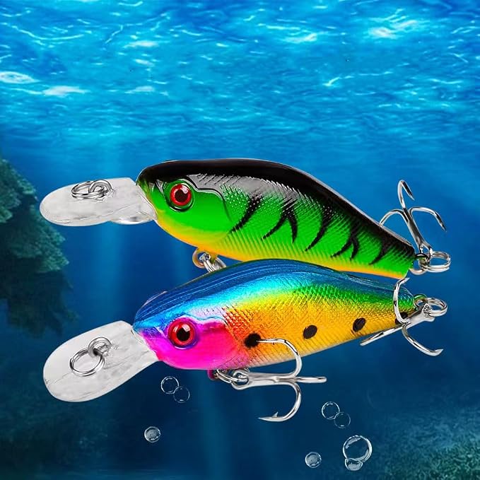 5Pcs Bass Fishing Lures Kit, Minnow Fishing Lures Crankbaits Set，Crank Bait Fishing Lures, Topwater Crankbaits Hard Baits for Bass Trout Freshwater and Saltwater