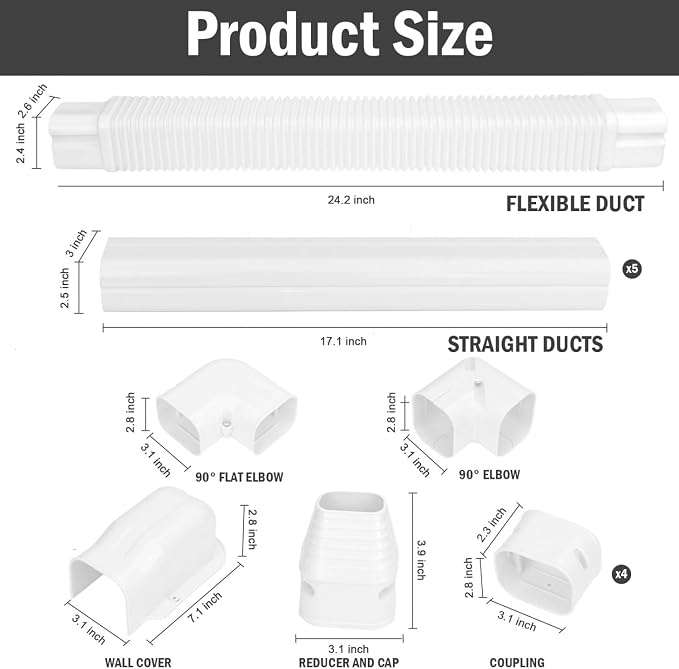 YoleShy 3'' 9 Ft Mini Split Line Set Cover PVC Mini Split Cover Kit Easy Installation Decorative Line Cover Kit for Mini Split AC Line Cover Kit for Heat Pump & Units Air Conditioners