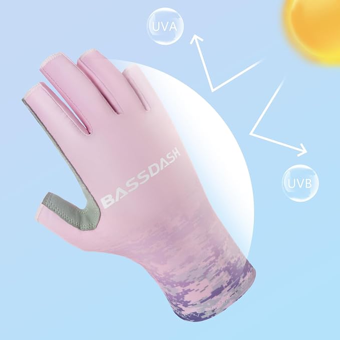 Bassdash ALTIMATE UPF 50+ Women’s Fishing Gloves UV Sun Protection Fingerless Gloves for Kayaking Paddling Hiking Cycling Driving Shooting Training