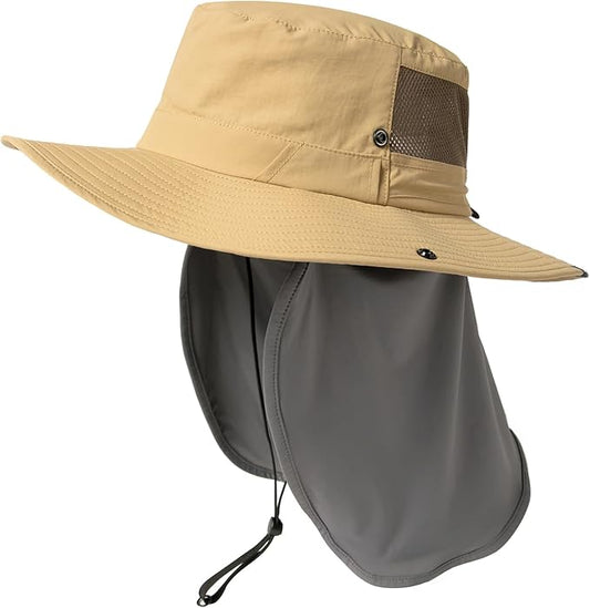 TOP-EX UVCoolix™ UV Protection Mens Sun Hat with Cooling Neck Flap Sunglass Lock Wide Brim Fishing Hats