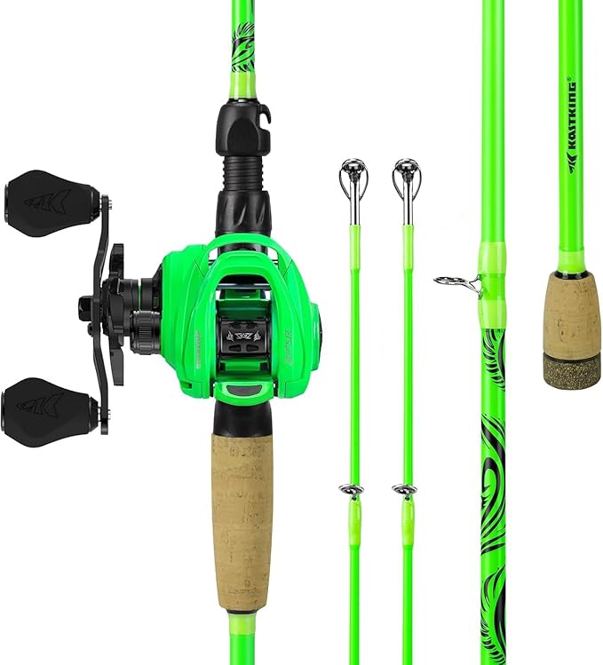 KastKing Zephyr Dual-Tip Fishing Rod and Reel Combo,Spinning & Baitcaster Combo,Dual Tips Section for Different Powers,IM6 Graphite 2-Piece Rod with Extra Tip,Sensitive & Powerful,Freshwater Fishing