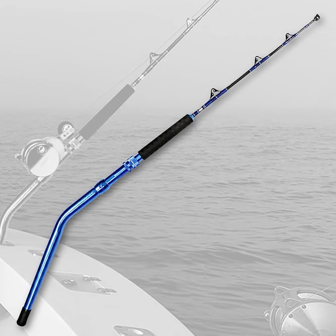 Fiblink 2-Piece Saltwater Offshore Heavy Bent/Straight Butt Trolling Rod Fishing Roller Rod Conventional Boat Deep Sea Fishing Pole (5'1"/5'6"/6'/6'6",30-50lb/50-80lb/80-120lb)