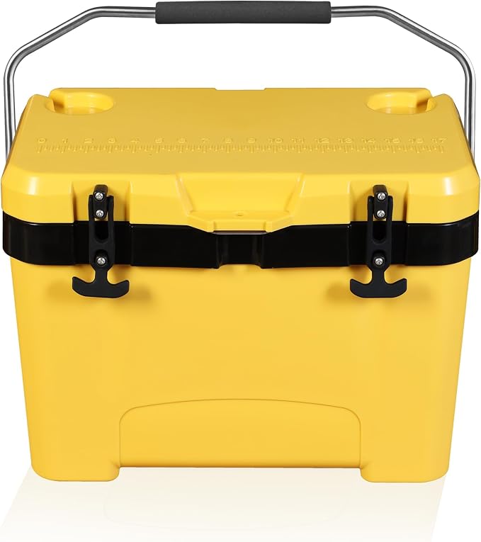 YELLOW JACKET 27 Quart Ice Cooler, Portable Ice Chest Hard Cooler Box with Retention Insulation and Heavy Duty Handle for Camping, Picnic, Beach, Drink, Beverage, Fishing