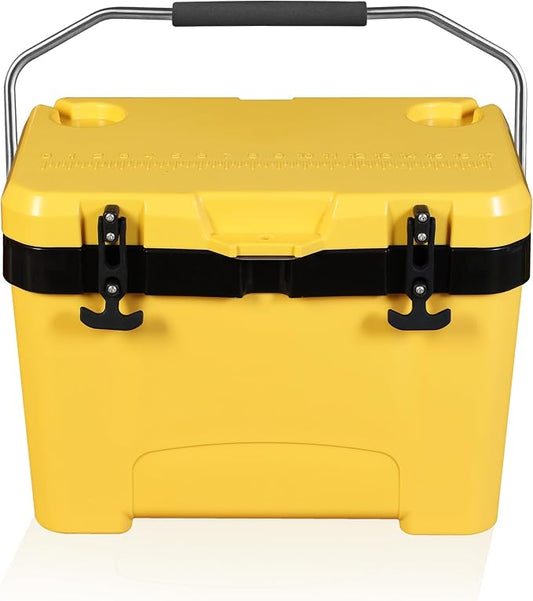 YELLOW JACKET 27 Quart Ice Cooler, Portable Ice Chest Hard Cooler Box with Retention Insulation and Heavy Duty Handle for Camping, Picnic, Beach, Drink, Beverage, Fishing