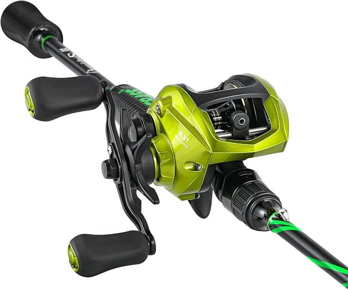 One Bass Fishing Rod Reel Combos, Spinning & Casting Combo, Graphite 2Pc Blanks, Stainless-Steel Guides, Super Polymer Handle