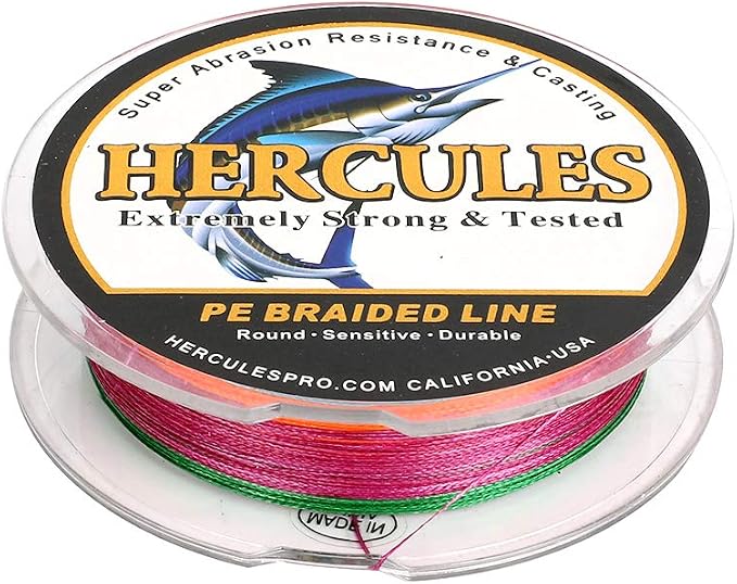 HERCULES Cost-Effective Super Strong 4 Strands Braided Fishing Line 6LB to 100LB Test for Salt-Water, 109/328 / 547/1094 Yards (100M / 300M / 500M / 1000M), Diam# 0.08MM - 0.55MM, Hi-Grade