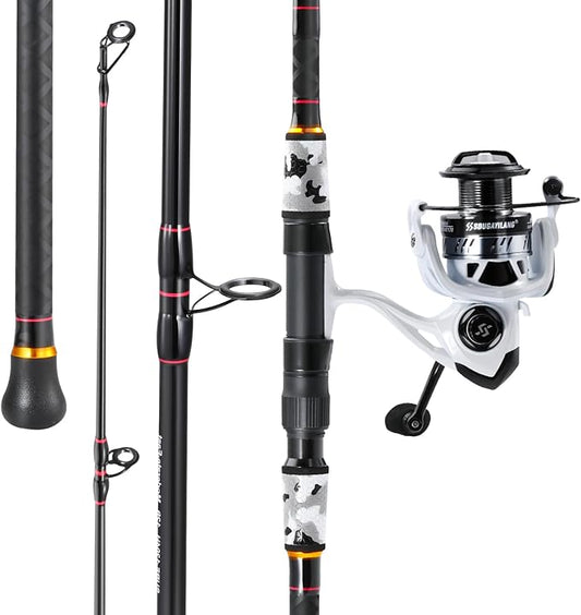 Sougayilang Surf Fishing Rod and Reel Combo, 4 Piece MH/H Saltwater Fishing Combo with 5000 Size Spinning Reel(12'/15')