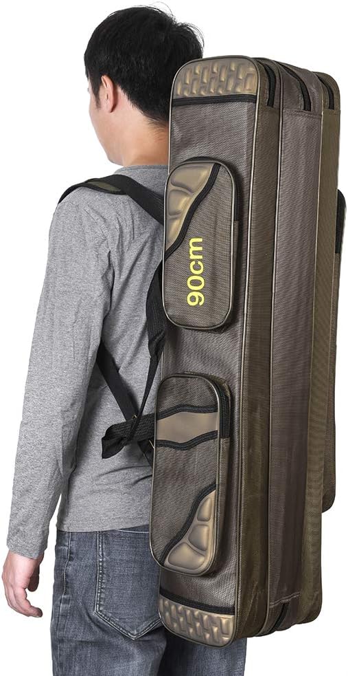 Lixada Fishing Rod Case Potable Canvas Fishing Pole Tools Reel Storage Bag Durable Fishing Gear Tackle Carry Cases 3 Layer, 90cm