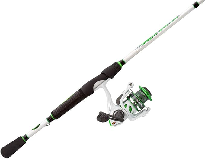 Lew's MACH 1 Spinning Reel and Fishing Rod Combo, IM8 Graphite Blank Fishing Rod, Right or Left-Hand Retrieve, Split Grip Winn Dri-Tac Handle, White