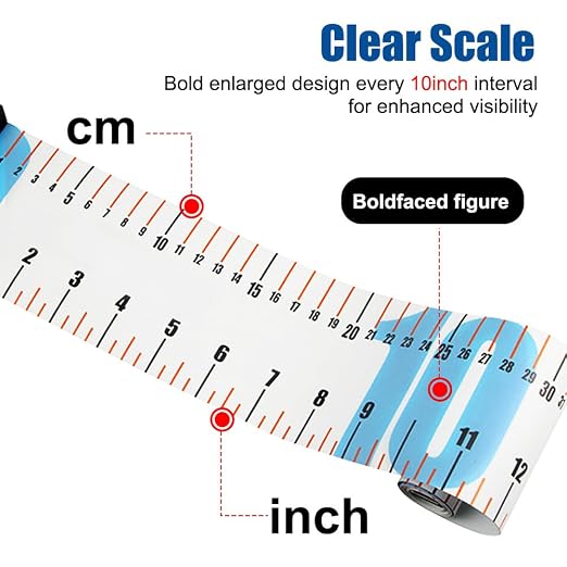 Fishing Ruler, 47"/120cm Waterproof PVC Fish Size Measuring Tool with Enlarged Numbers at 10cm Intervals for Outdoor Fishing
