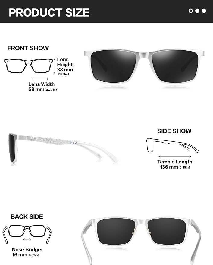 BIRCEN Polarized Mens Sunglasses for Driving: UV Protection Al-Mg Metal Sunglasses Lightweight Shades for Fishing Travel Golf
