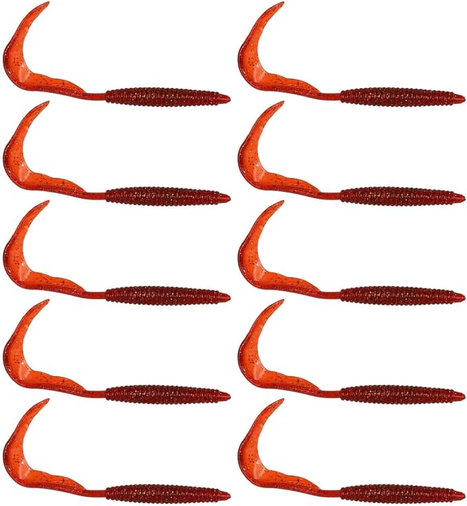 Soft Fishing Lures 3.5cm Red Worm Earthworm Bait Simulation PVC Gel Squid Tentacles for Freshwater Saltwater Fishing Tackle 10 Pack(Red)