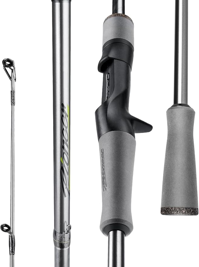 HANDING Pioneer Fishing Rod 2-Piece Baitcaster Rod & Spinning Rod with Medium Power and Moderate Fast Action 24T Carbon Fiber Ti-Oxide Ring EVA Handle for Largemouth Smallmouth Walleye