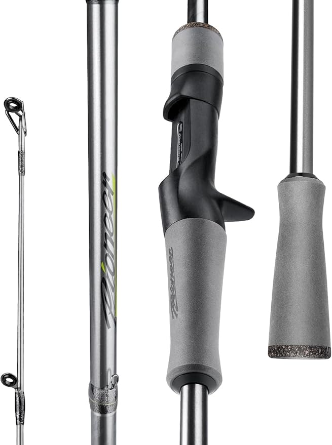 HANDING Pioneer Fishing Rod 2-Piece Baitcaster Rod & Spinning Rod with Medium Power and Moderate Fast Action 24T Carbon Fiber Ti-Oxide Ring EVA Handle for Largemouth Smallmouth Walleye