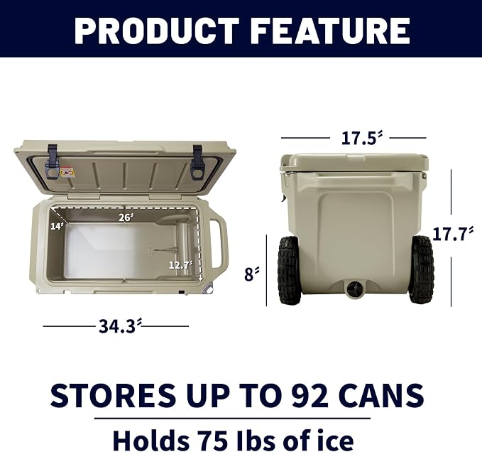 EchoSmile 25/30/35/40/60/75 Quart Rotomolded Cooler, Built to Stand up to The Rigors of The Journey