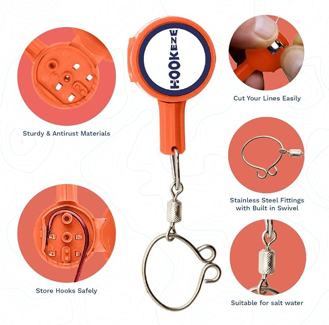 HOOK-EZE Fishing Knot Tying Tool | Protect from Fish Hooks | Tie Fishing Knots Easily | Cool Gadgets for Fishermen | Ice Fly Fishing | Fishing Accessories for Beginner Anglers | Nail Knot Tool