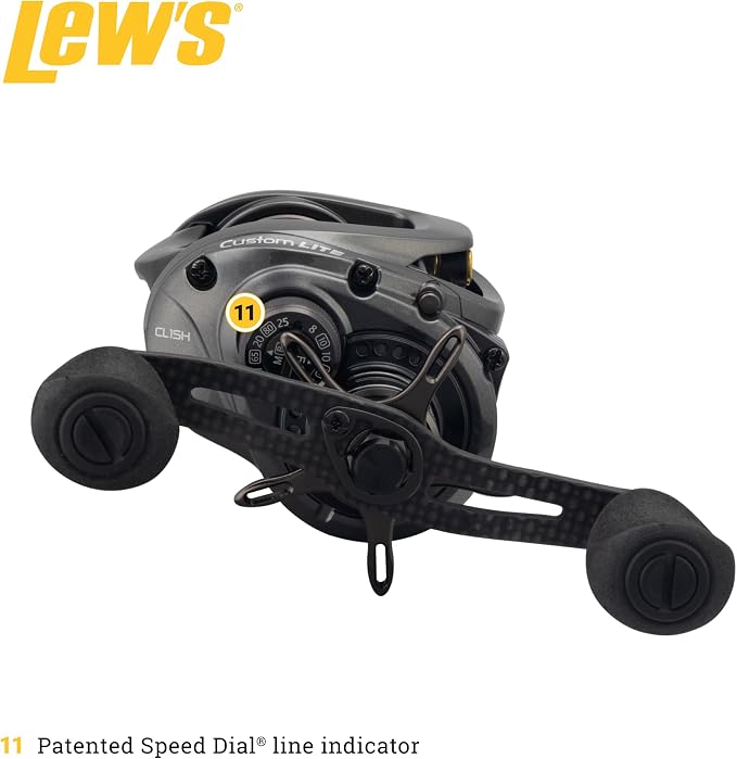 Lew's Custom Lite SS Baitcast Fishing Reel, 10+1 Double Shielded Bearings, Super Shallow 30 mm Spool, Tanso Tech Frame, Carbon Fiber Drag, Carbon Gray