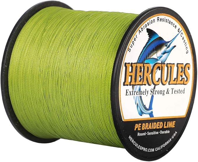 HERCULES Cost-Effective Super Strong 4 Strands Braided Fishing Line 6LB to 100LB Test for Salt-Water, 109/328 / 547/1094 Yards (100M / 300M / 500M / 1000M), Diam# 0.08MM - 0.55MM, Hi-Grade