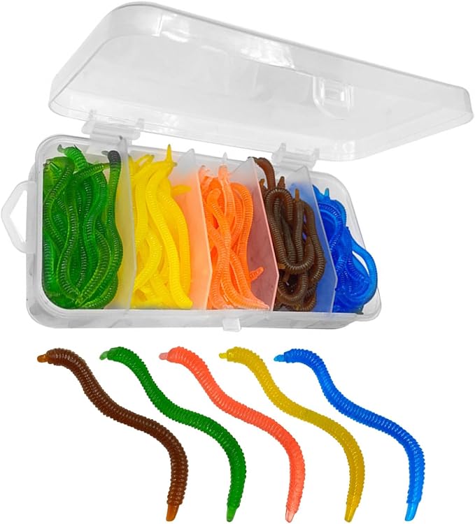 100Pcs Flexible Soft Lures Baits Soft Earthworms Fishing Artificial Tackle Accessories Earthworms