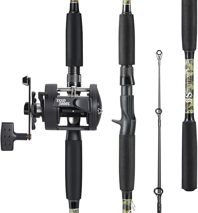 Sougayilang Fishing Rod Combo with Conventional Reel, Medium Heavy for Catfish Salmon and Steelhead Saltwater Fishing