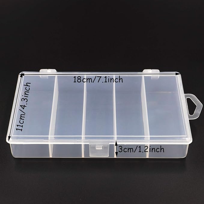 Honbay Clear Visible Plastic Fishing Tackle Accessory Storage Box Case Container - Jewelry Making Findings Organizer - (M:7"x4.3"x1.2")