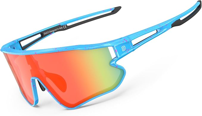 DUCO Polarized Sports Sunglasses for Men Women: UV400 Protection 24g Wrap Around Glasses for Baseball Running Hiking DC0023