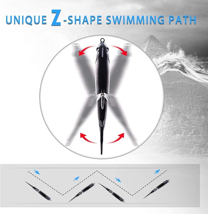 TRUSCEND Swimmax Easy Catch Fishing Lures with BKK Hooks, Wiggling, Vibrating, Rattling and Gurgling for More Bite, Heavy-Duty Dyneema Fiber Jointed Swimbaits for Bass, Trout, Walleye, Crappie, Pike