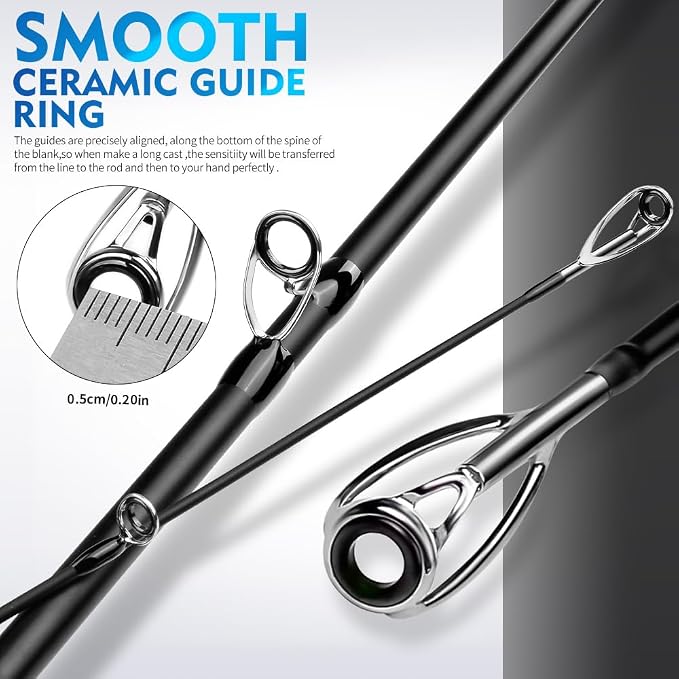 PROBEROS Surf Fishing Rod - Casting Spinning Fishing Rods with Tube(Case) 3 Piece 9'/10'/11'/12' Carbon Saltwater Travel Surf Spinning Rods