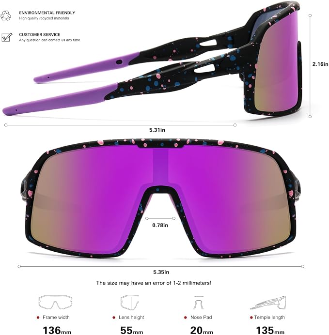 SEKKAF Polarized Sports Sunglasses for Men and Women Cycling Glasses UV Protection Goggles for Mountain Bike Running Fishing