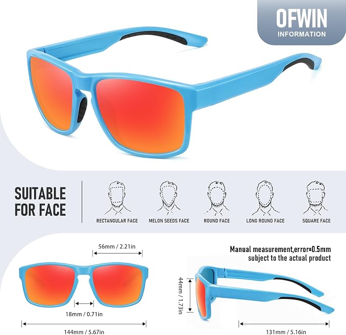 Sports Polarized Sunglasses for Men Women UV Protection Unbreakable Driving Running Fishing Hiking Sun Glasses