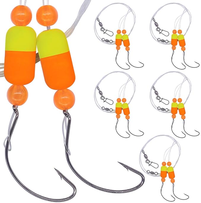 Pompano-Rigs-for-Surf-Fishing-Saltwater-Gear with Double Circle & Wide Gap Hook-6-Pack Surf Fishing Tackle