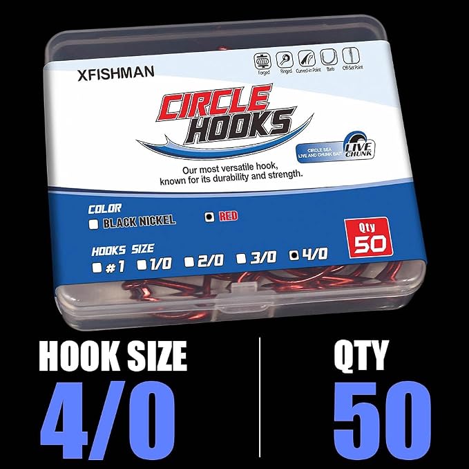 XFISHMAN Circle-Hooks-Fishing-Equipment-Octopus-Hooks-Saltwater-50 Pack #1 –12/0