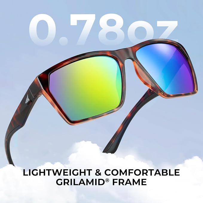 KastKing Beartrap Polarized Sports Fishing Sunglasses, With PuriVex Protective Lens Coating, Square Frame Design, Men Women