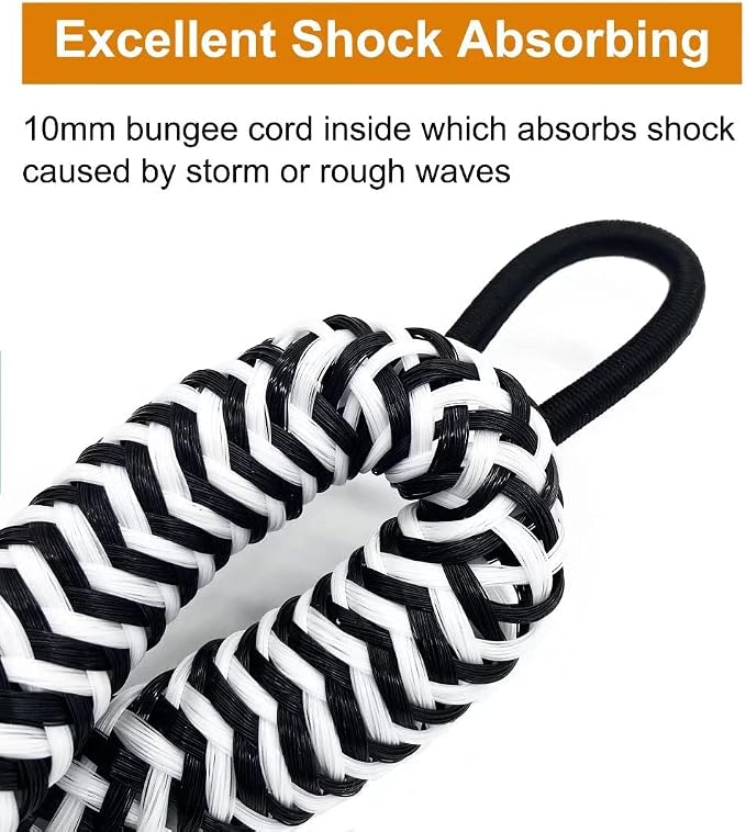 Bungee Dock Lines for Boat Shock Absorb Dock Tie Mooring Rope Boat Accessories 4-5.5 ft,4Pack (Black&White)