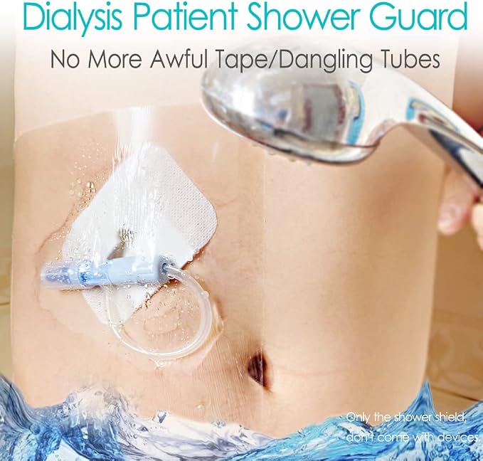 Waterproof Shower Cover Shields for Dialysis Port Picc Line Chest Catheter PD Peritoneal Dialysis Chemo Port Feeding Tube G-Tube Patient Shower Protector, 8"x8" (Pack of 50)