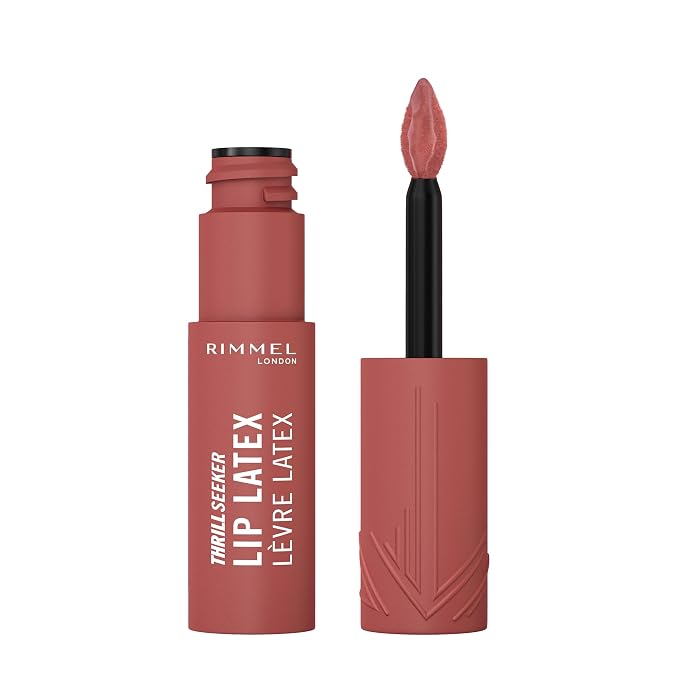 Rimmel Thrill Seeker Lip Latex, 150 Magnetic, Liquid Lipstick, Lipgloss, Lip Colour, Hyaluronic Lipstick, Lip Stain, Smooth Shine, Hydration, Hyaluronic Acid, Vitamin E, Aloe Vera, 0.2oz