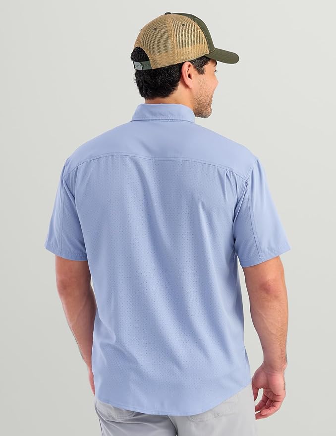 HUK Men's Tide Point Kc Scott Original Artwork Short Sleeve Shirt, Fishing Button Down