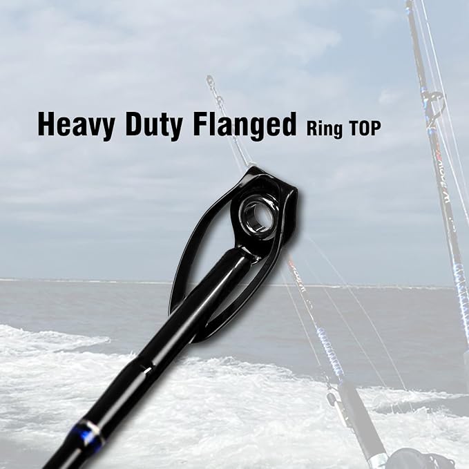 Fiblink 1-Piece/ 2-Piece Saltwater Offshore Trolling Rod Big Game Rod Conventional Boat Fishing Pole