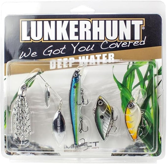 LUNKERHUNT Deep Diving Crankbaits – 4-Pack | Premium Hard Bait Fishing Lures for Bass, Walleye & Saltwater | Ideal for Deep Water Action
